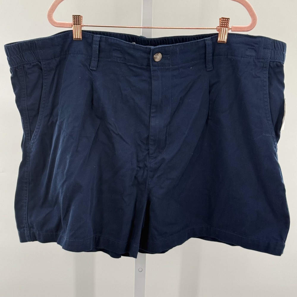 Falls Creek Pleated 2PKT Shorts Comfort Waist Casual Navy Blue 3X